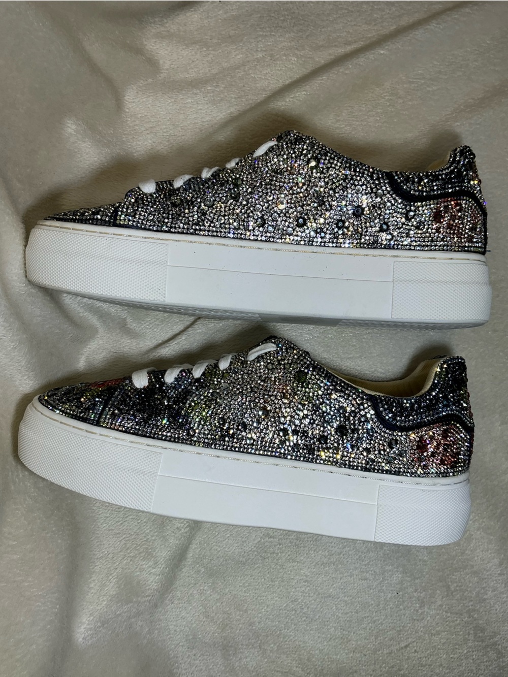 Betsey Johnson "Sidny" Rhinestone Platform Sneakers – Navy Floral Women’s Size 7 - Picture 7 of 9